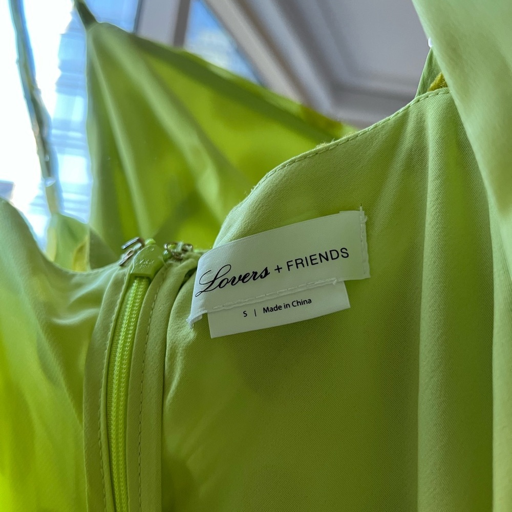 Revolve Lovers + Friends Felicity Midi Maxi Dress Polka Dot Green Satin Cutout - Picture 4 of 5
